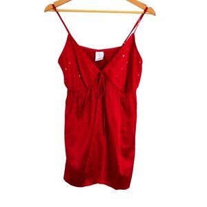 New Cabernet 100% Silk Sequin Open Front Sleepwear Top Red Size L